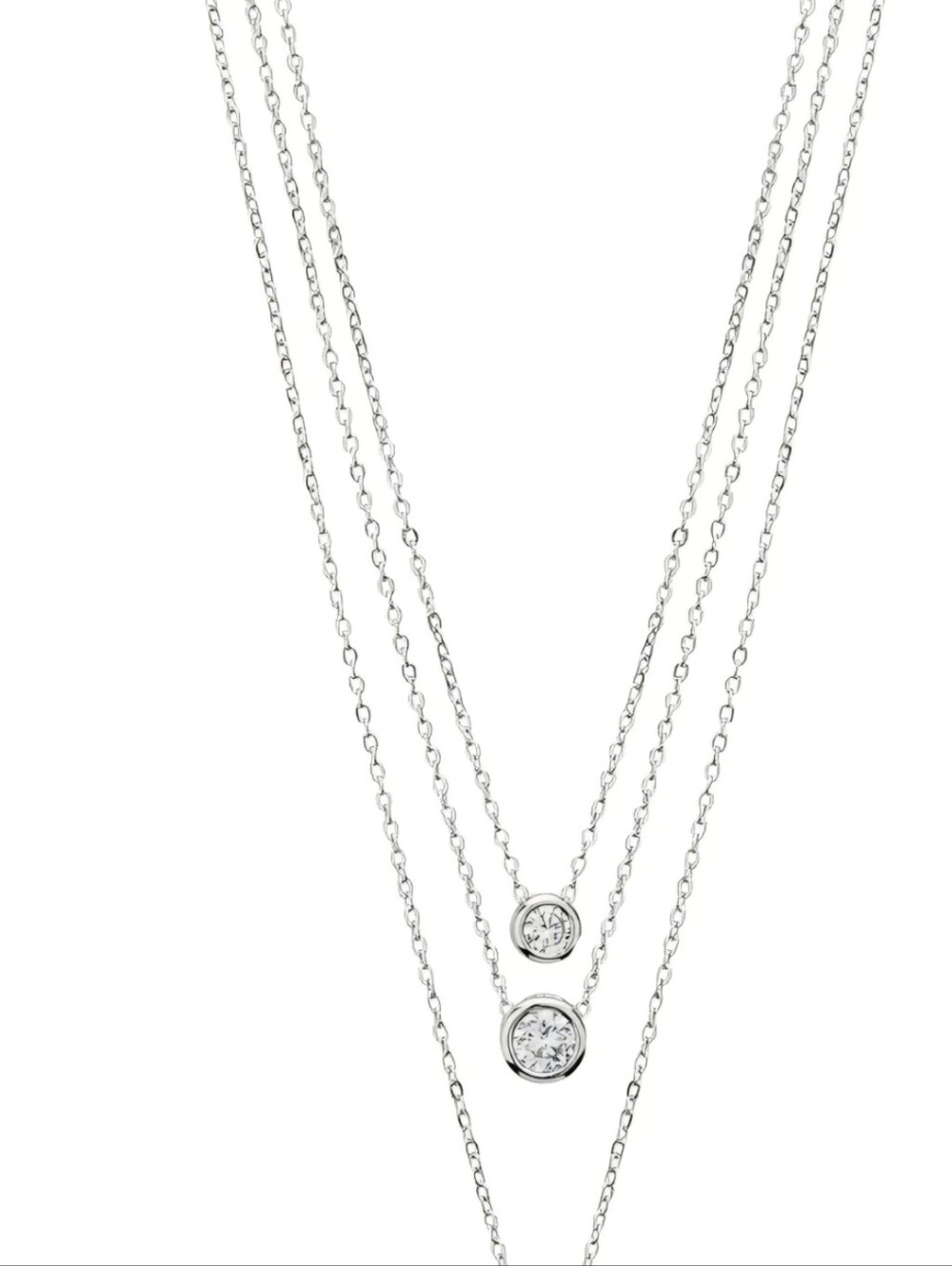 Park Lane Angelic Silver Layered Necklace with Clear Crystal Drops